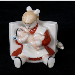 Porcelain figure „Girl with ABC book and doll”