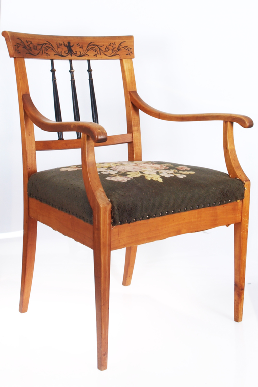 Cherry wood Biedermeier style armchair