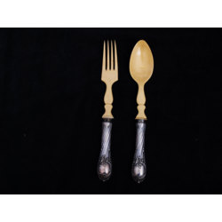  Fabergé bone and silver cutlery couple