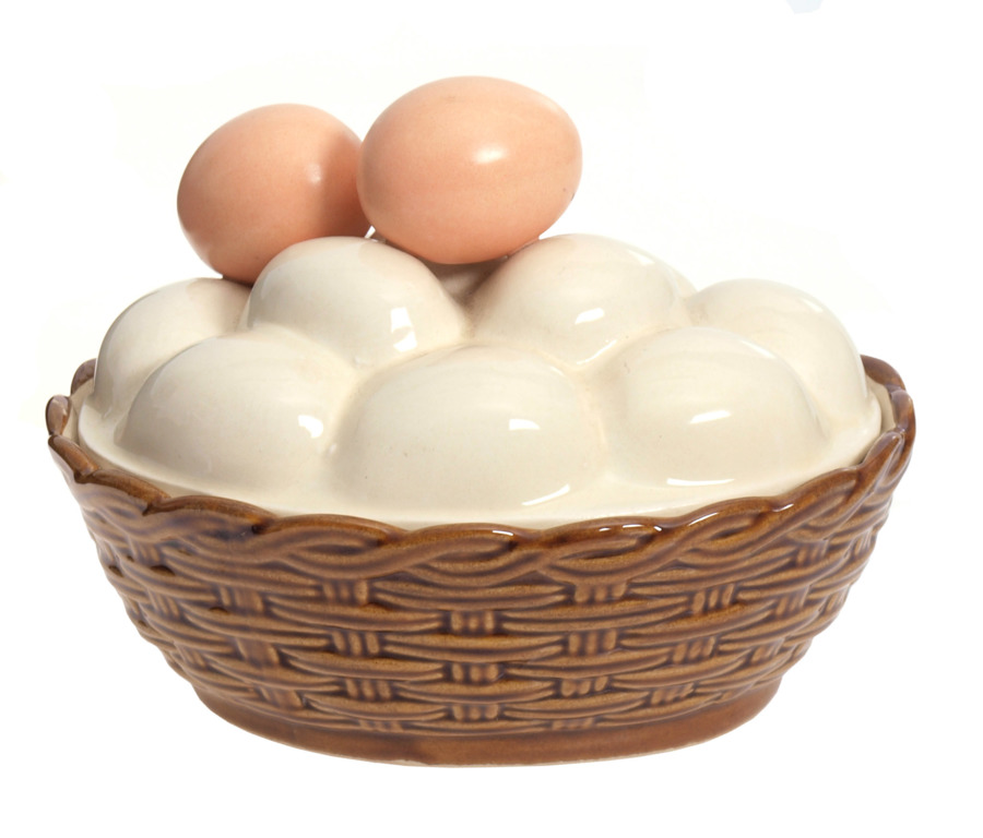 Фаянсовая миска с крышкой для яйцами
