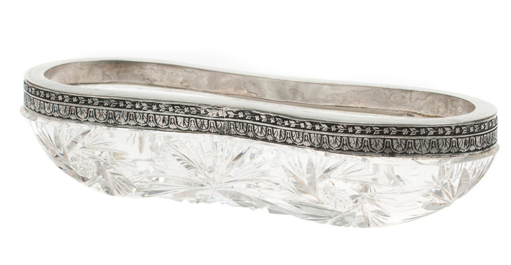 Кристаллная миска с серебряной отделкой