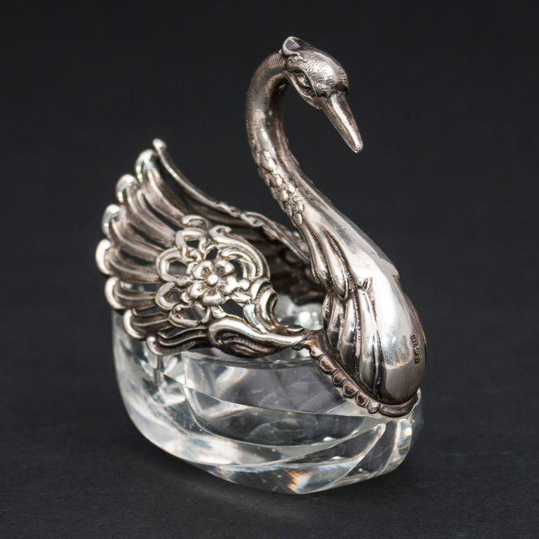 Crystal utensil with silver finish Swan