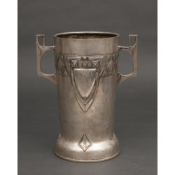 Silver plated metal vase in style Art Nouveau 