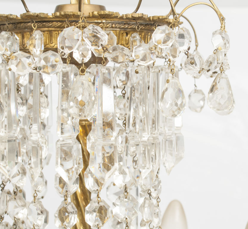 Brass chandelier with crystals