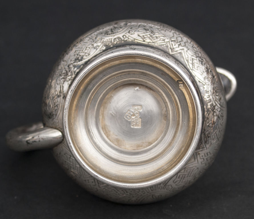 Silver set - coffee pot, cream utensil and sugar-basin
