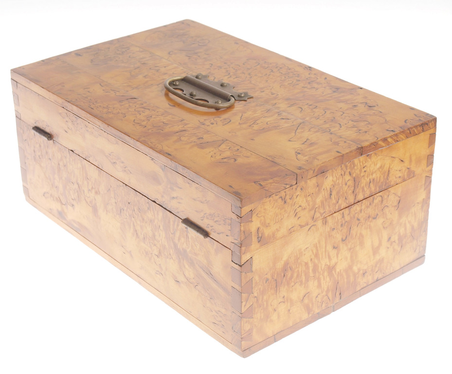 Karelian birch chest with brass finish