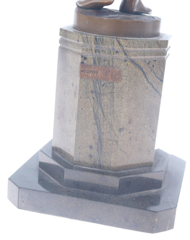 Bronze figure on marble base'Water Carrier'