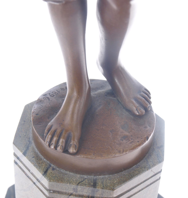 Bronze figure on marble base'Water Carrier'