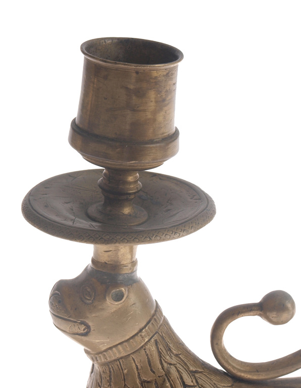 Antique Jewish Judaica Bronze Lion candlesticks - Candle stick holders (2 pcs.)