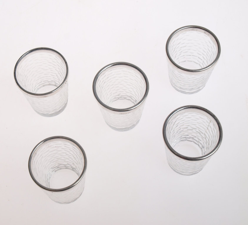Stikla degvīna glāzītes ar sudraba apdari( 5 gab.)