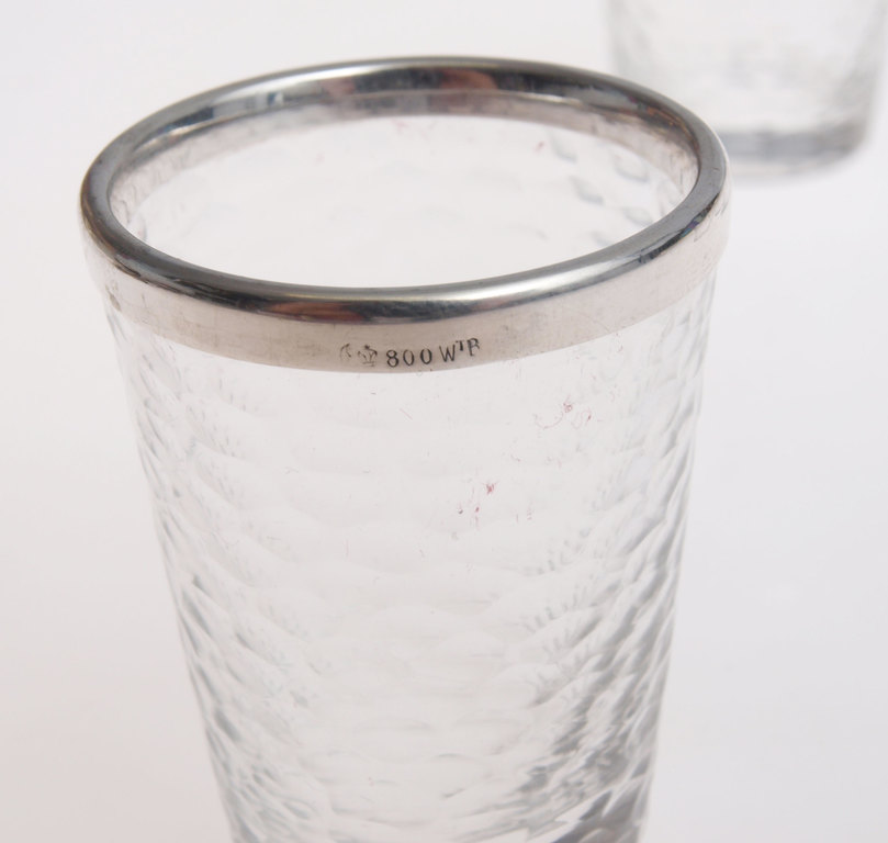 Стеклянные стаканчики с серебряной отделкой для водкой (5 шт.)