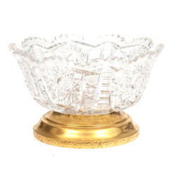 Crystal fruit bowl with silver finish
