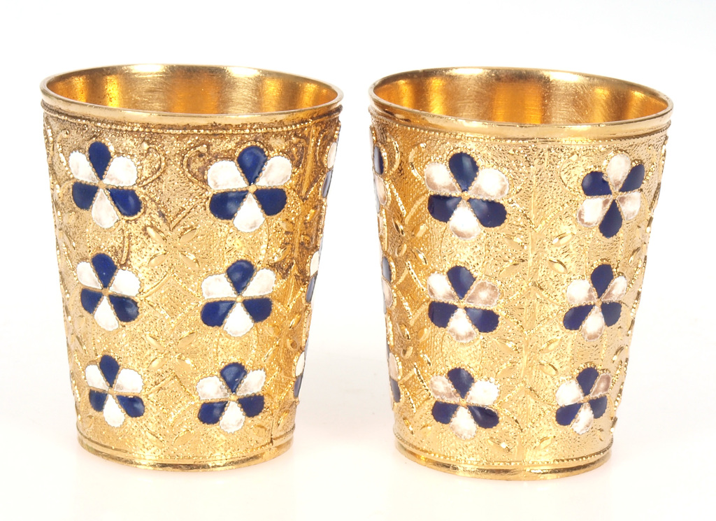 Two glasses with enamel