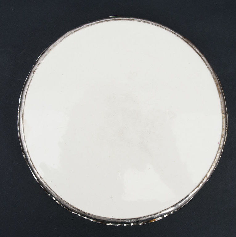 Porcelain utensil / tray with metal finish