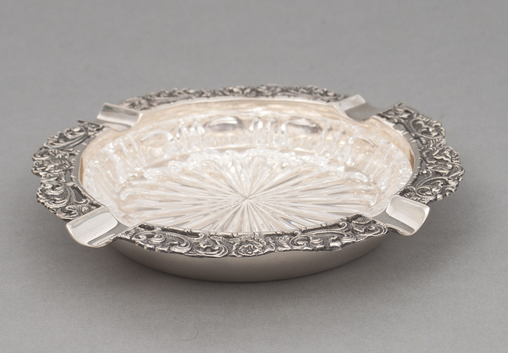 Silver ashtray with crystal