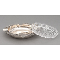 Silver ashtray with crystal