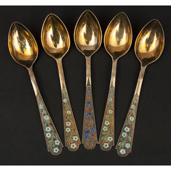 Guilded silver spoon set (5 piec.)