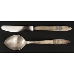 Set of silver tableware (2 piec.) - knive, spoon