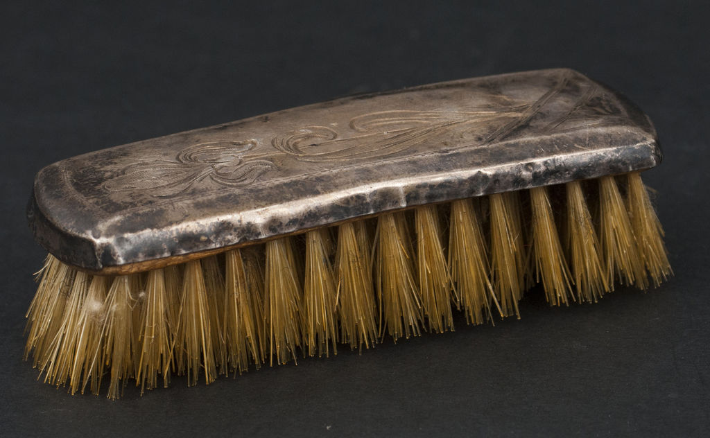 Shoe brush with silver finish
