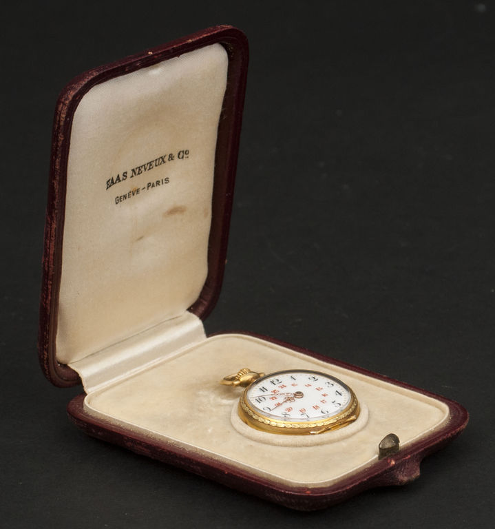 Золотая карманная часа Haas Neveux & Co в оригинальная коробка