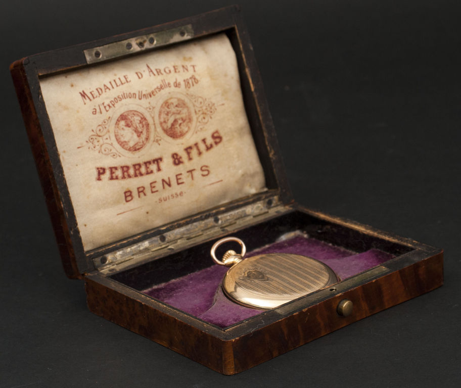 Золотые карманные часы Perret & Fils, Brenets с оригинальной коробкой