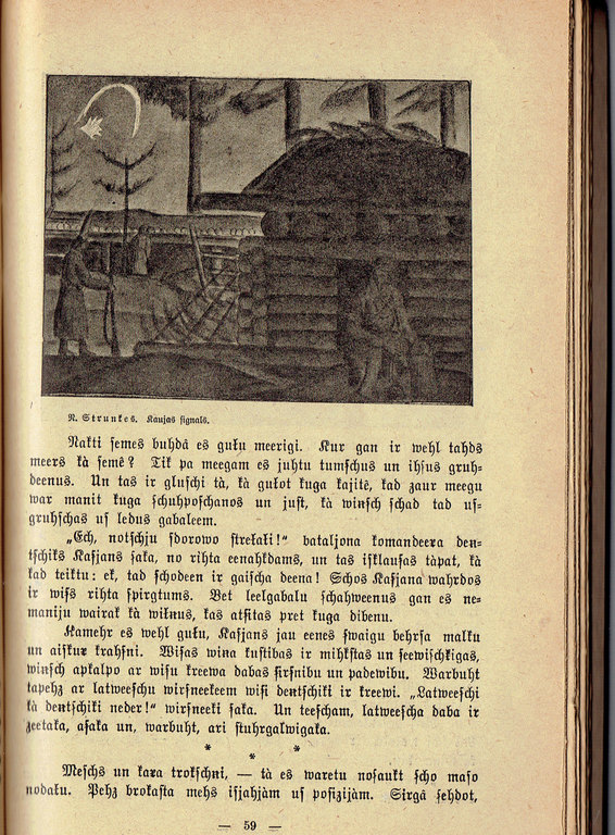 K.Skalbes sakopojuma Rakstu krājums ''Latvju Strēlnieks'' ar N.Strunkes ilustrācijām
