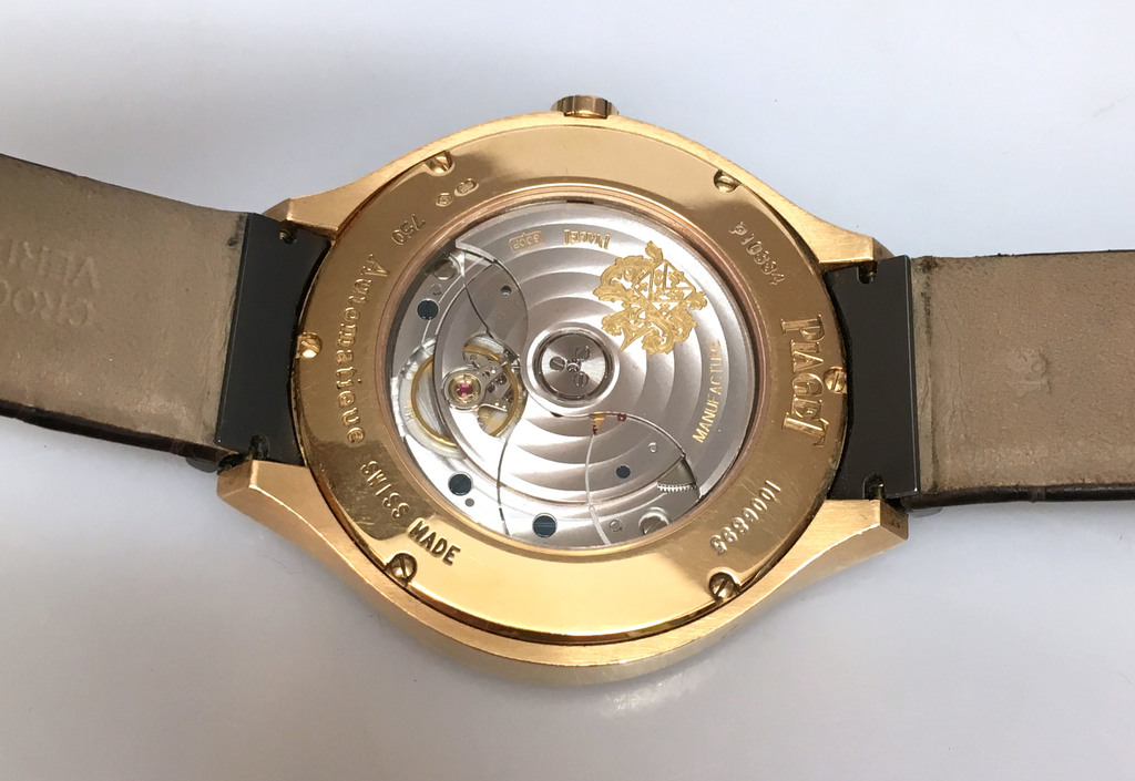 Piaget zelta rokas pulkstenis ar ādas siksniņu 