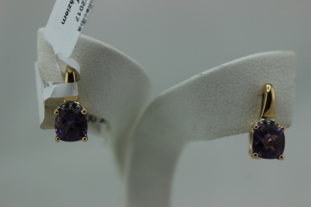Gold Earrings with amethysts, topazes