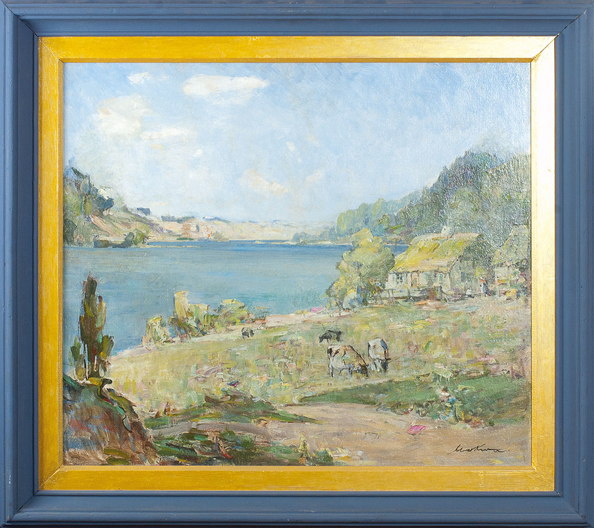 Landscape by Polish painter Marian Mokwa (1889-1987)