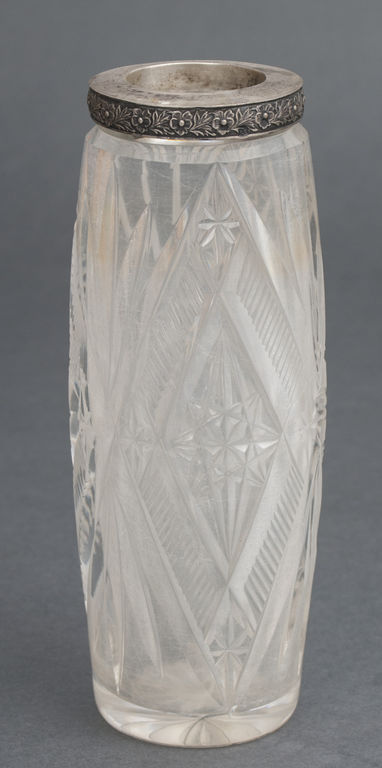 Хрустальная ваза с серебряной отделкой