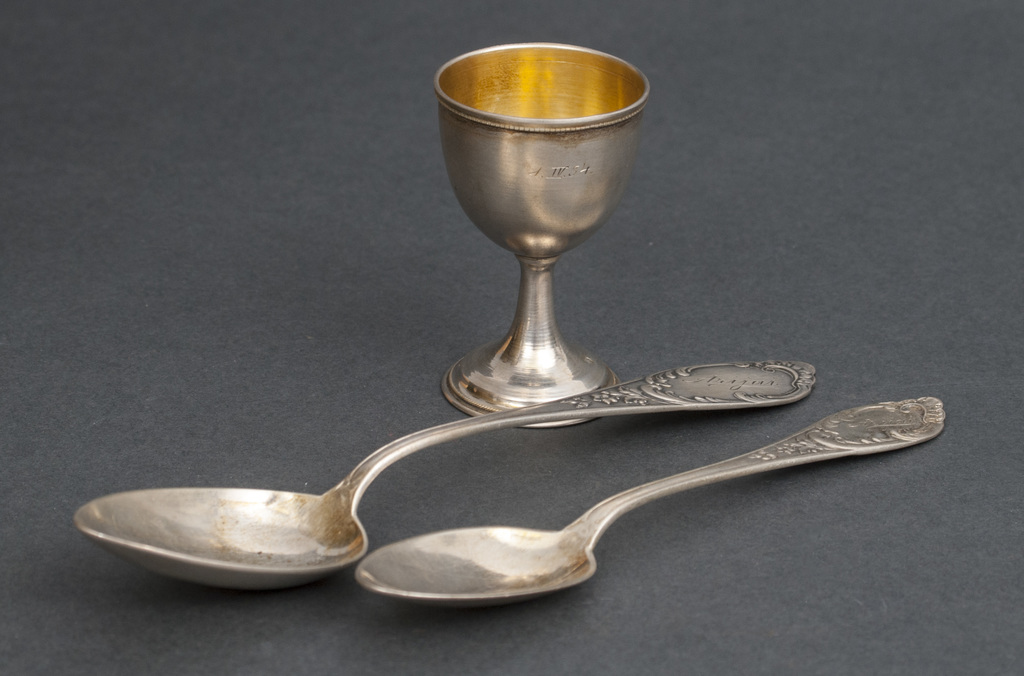 Silver set - 2 spoons and 1 glass