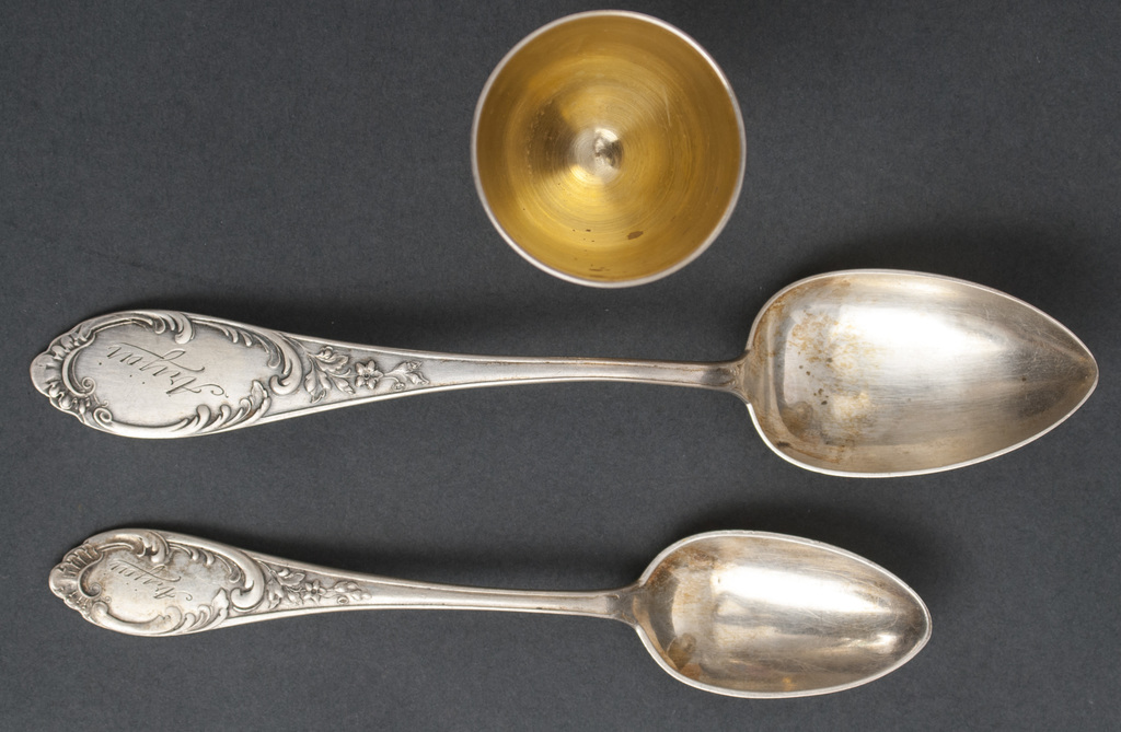Silver set - 2 spoons and 1 glass