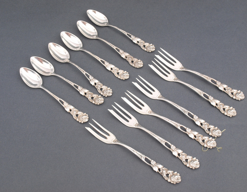 Silver cutlery set - 6 forks, 6 spoons