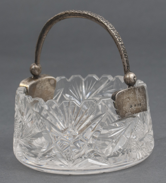 Crystal sugar-bowl with silver finish