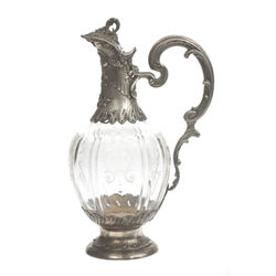 Glass wine decanter with silver finish
