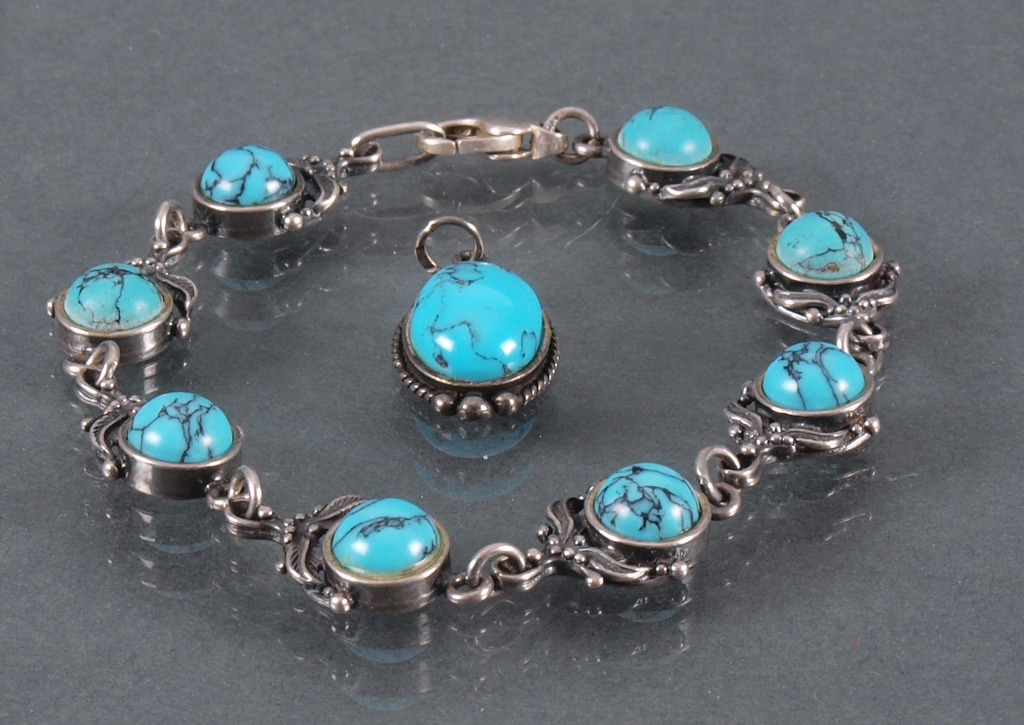 Silver bracelet and pendant