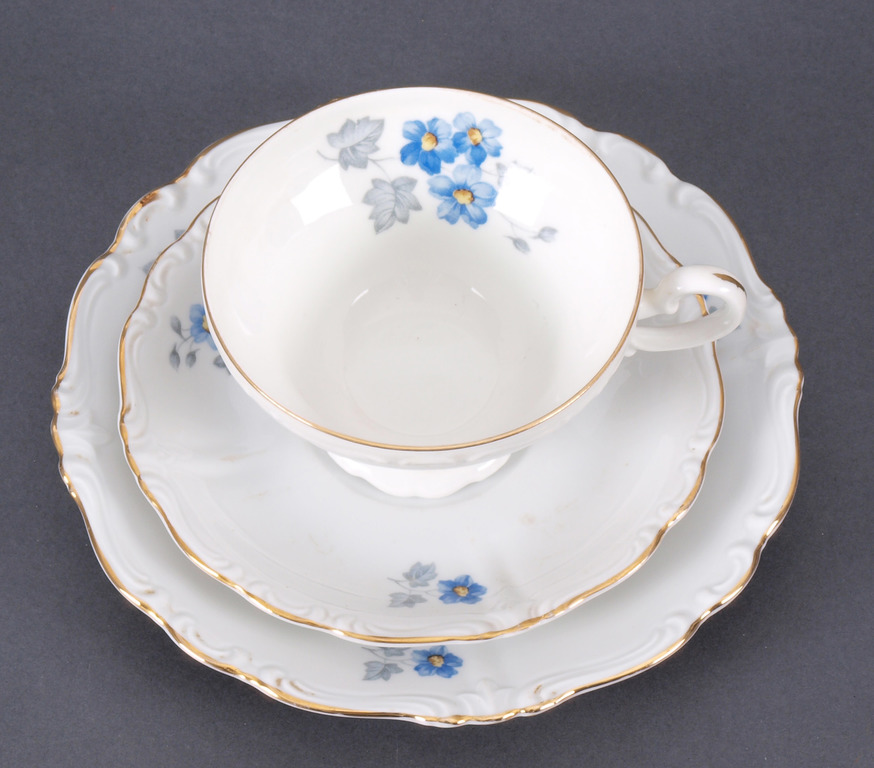Porcelain cup with saucer and dish 