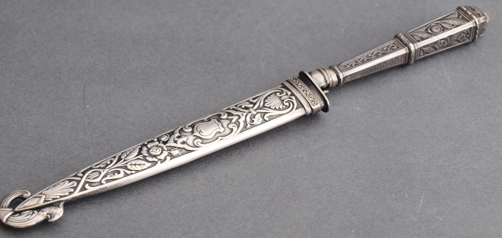 Art Nouveau Silver Letter Opener with steel blade
