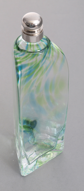 Art Nouveau glass bottle with metal cap