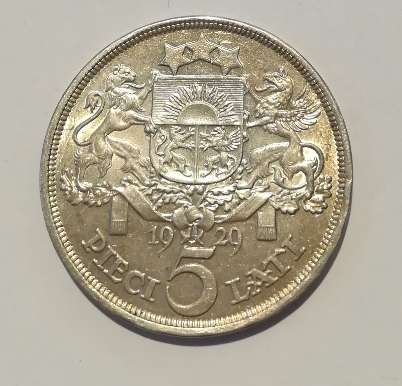 Sudraba pieclatnieka monēta - 1929