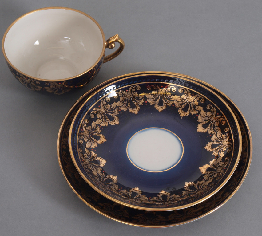 Porcelain trio - cup, saucer and plate