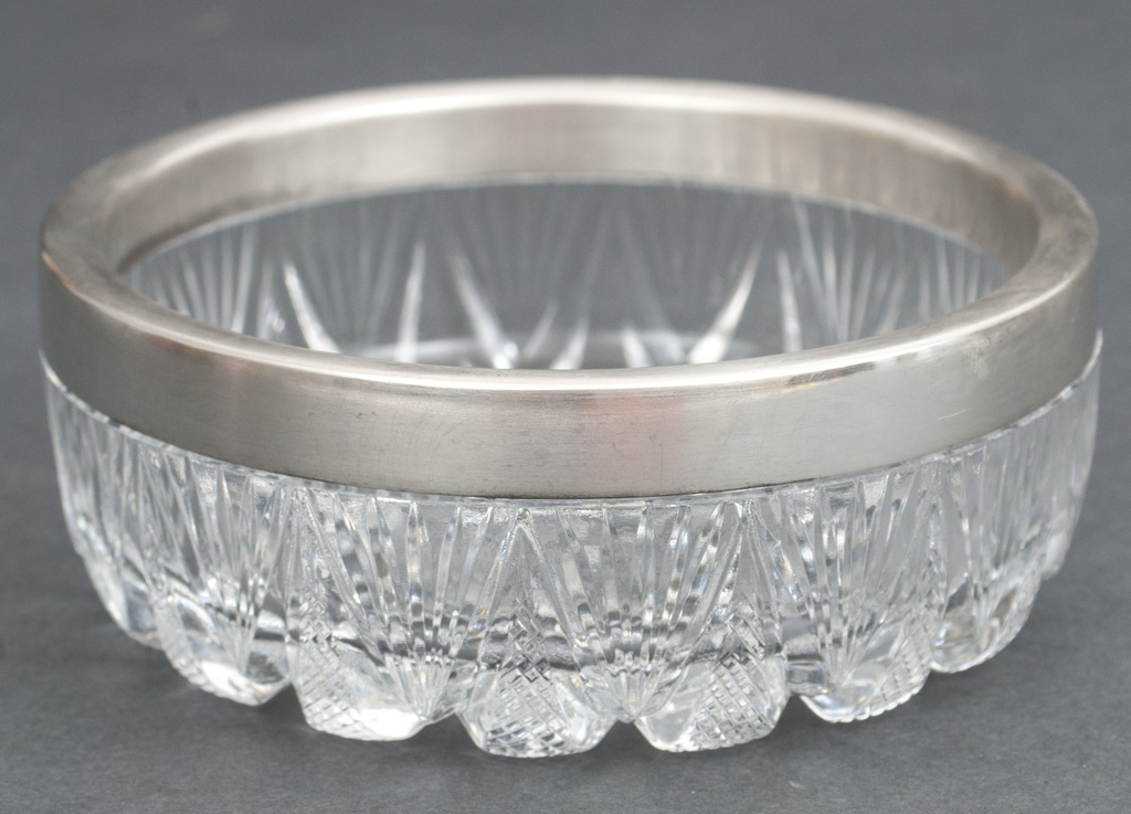 Glass bowl with silver finish  