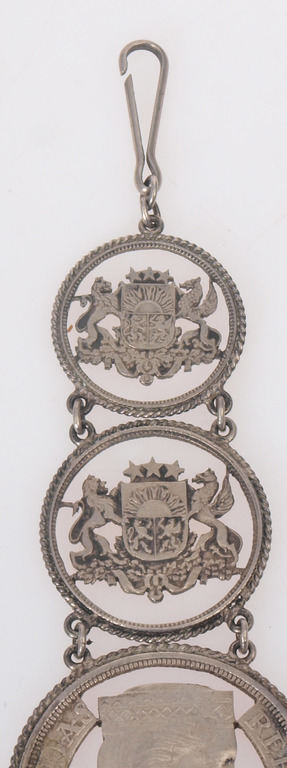 Chain for watch made from 5,2 and 1 Lats coin