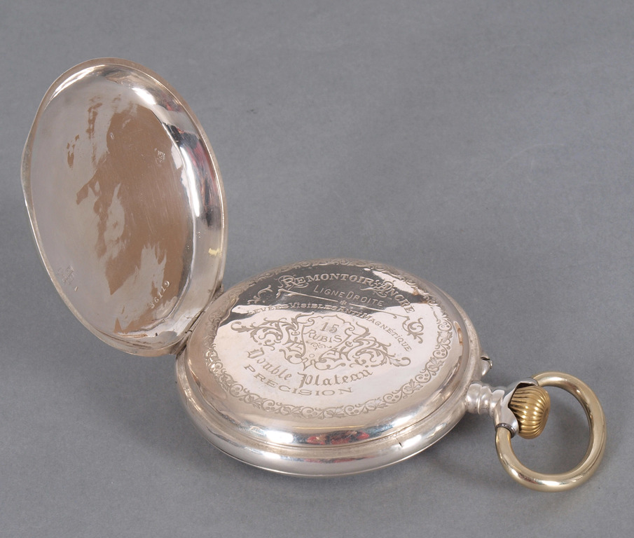 Серебряные карманные часы с эмалью