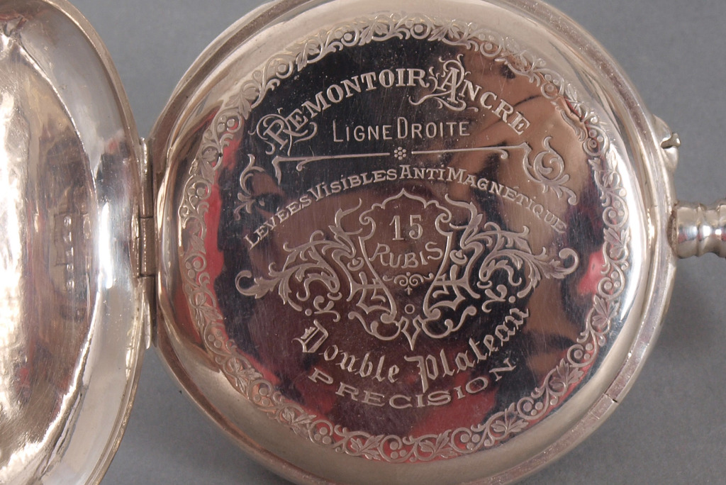 Silver pocket watch with enamel