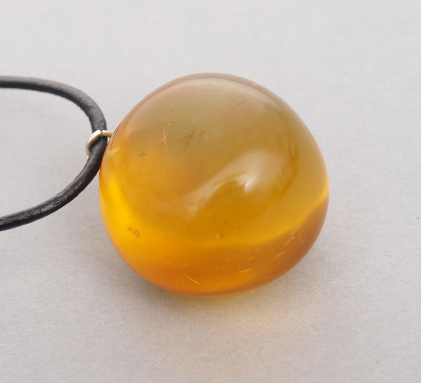 Antique and Natural Baltic Honey color amber pendant with leather twine,13.94 grams