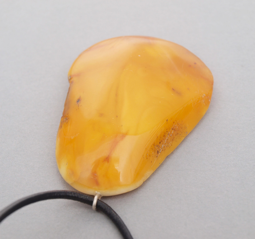 Antique Natural Baltic egg yolk butterscotch amber pendant with twine, 10.48 g