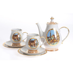 Porcelain Set - Kettle, two cups, two saucers, two plates
