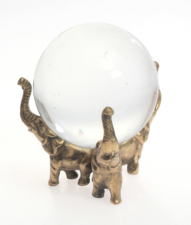 Crystal ball with bronze stand 