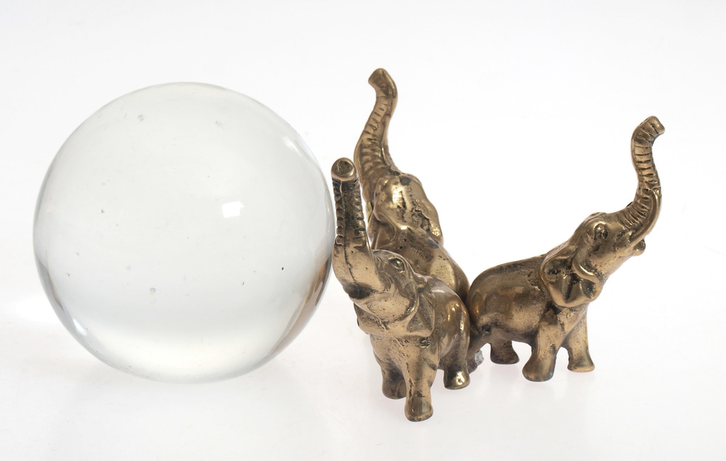 Crystal ball with bronze stand 